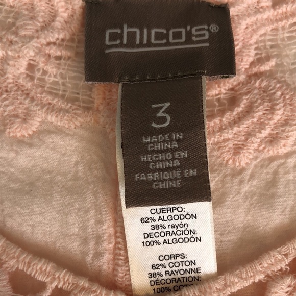 CHICOS Woman’s Embroidered 3/4 Sleeve Ombre Top Tunic Size 3 - Picture 9 of 11